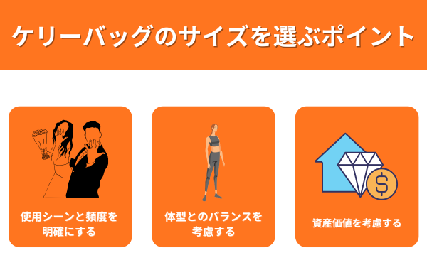 ケリーバッグのサイズを選ぶポイント