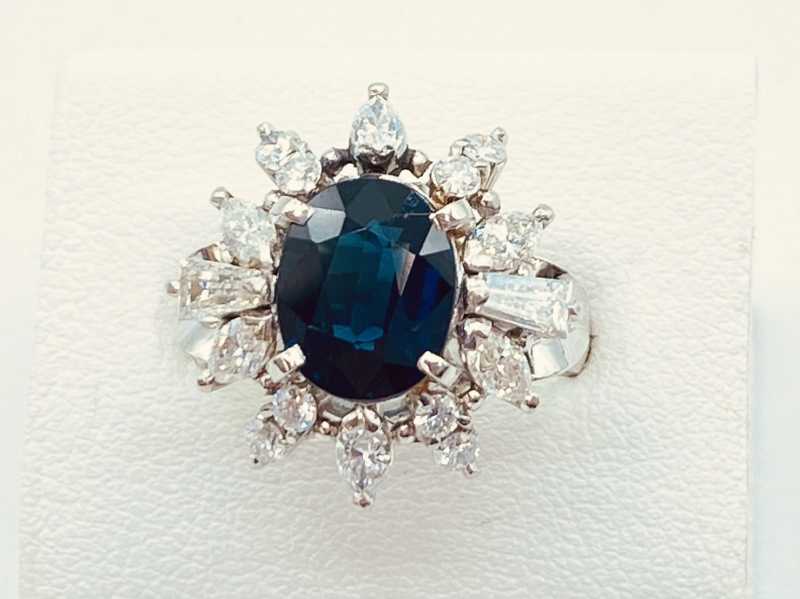 宝石買取 プラチナ台 サファイア 2.91ct ダイヤモンド 1.04ct デザイン リング