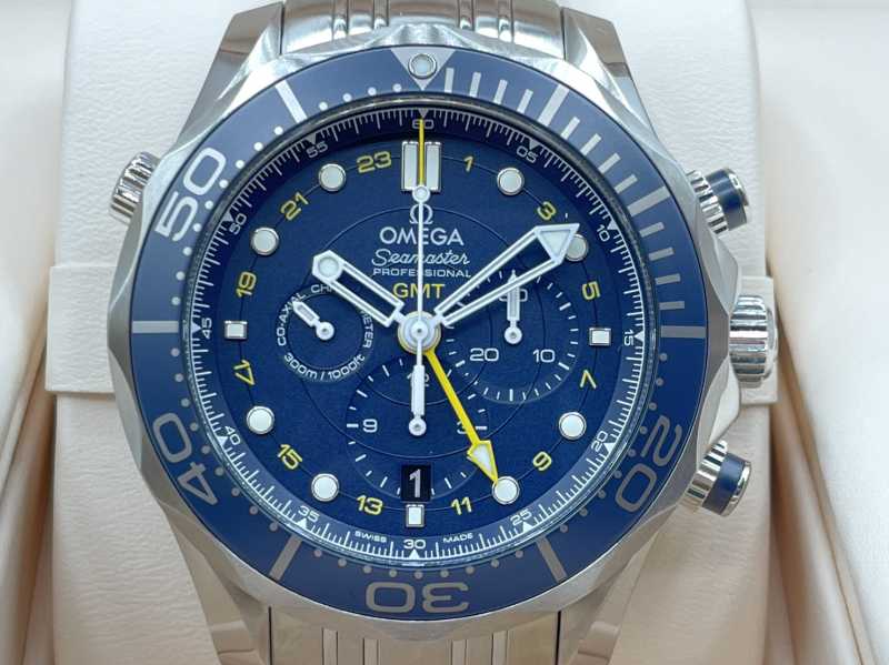 オメガ買取 シーマスター ダイバー 300m コーアクシャル クロノメーター GMT クロノグラフ 44M﻿M