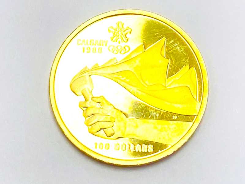 金買取 K14 カナダ カルガリー 1988年 冬季オリンピック記念 プルーフ金貨 13.3g