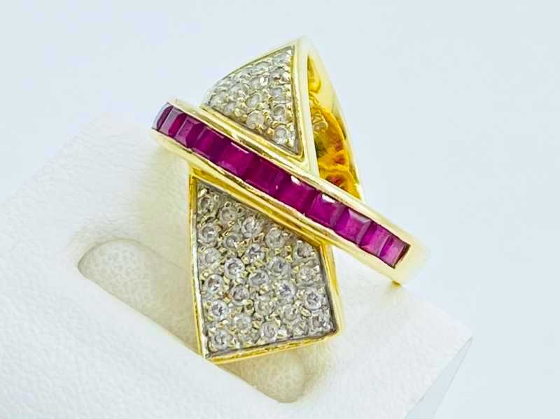 宝石買取 K18 ルビー 1.90ct ダイヤモンド 0.53ct デザインリング