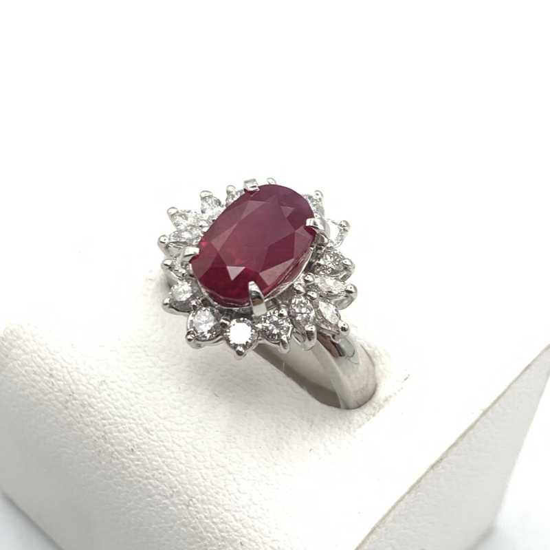 宝石買取 リング プラチナ ルビー3ct ダイヤ