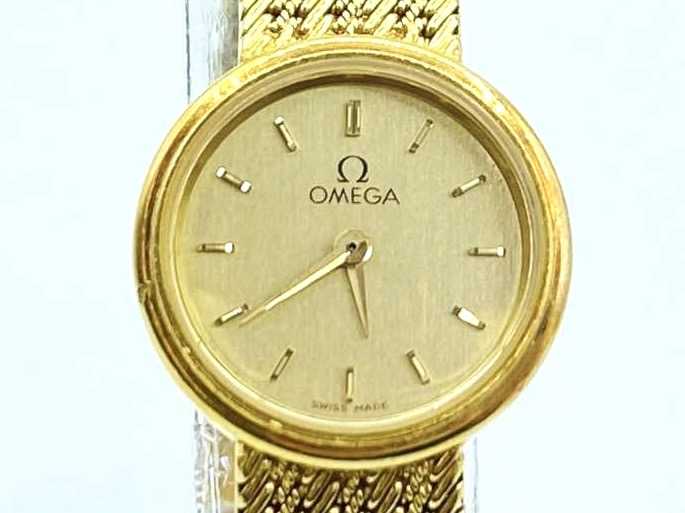 オメガ買取 金無垢 クオーツ レディースウォッチ 750YG 