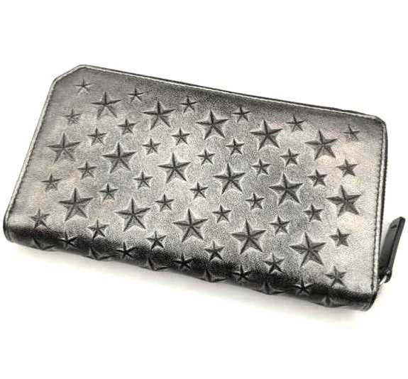 ジミーチュウ買取 ラウンドファスナー長財布 スターエンボス