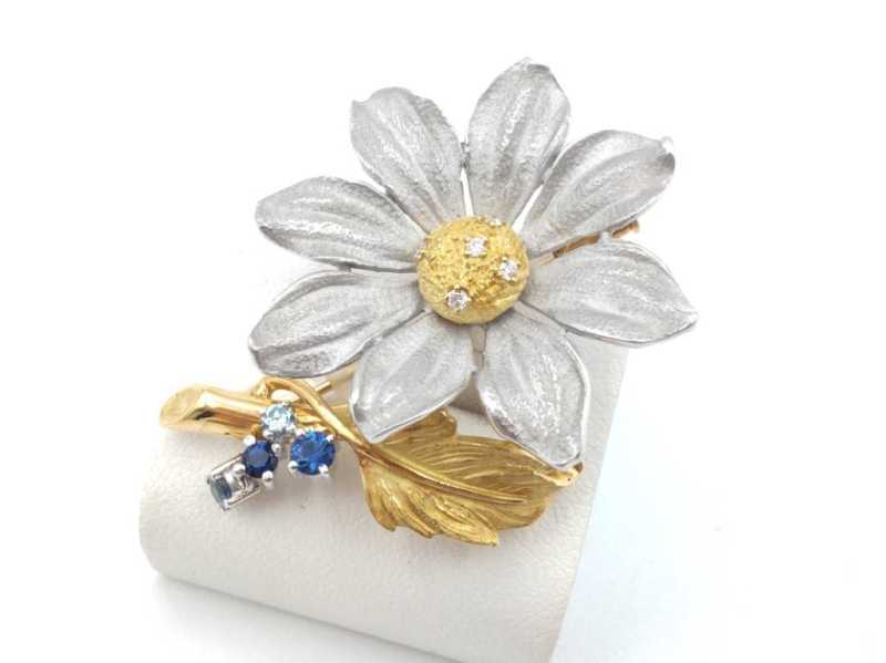 石川暢子 ブローチ　買取　ダイヤ サファイア