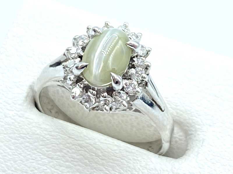 宝石買取 プラチナ台 キャッツアイ ダイヤモンド デザインリング