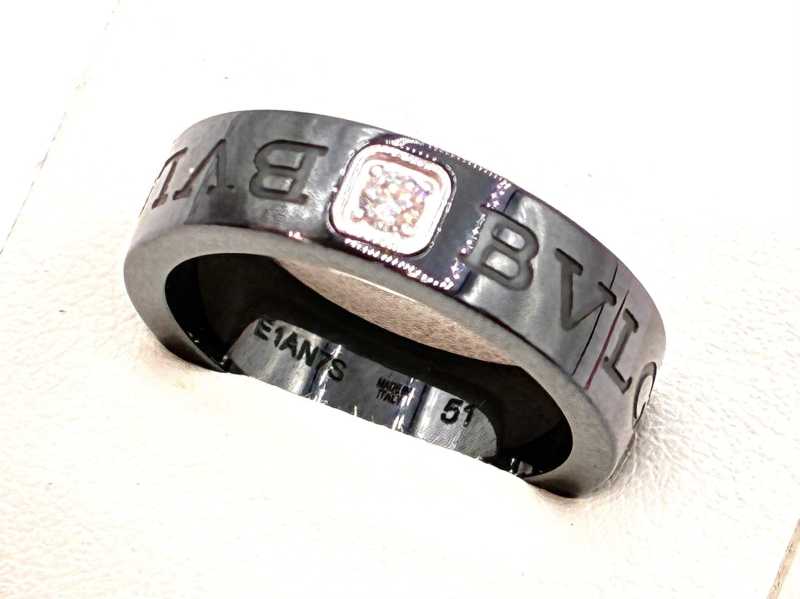 ブルガリ買取 セラミック×WG ブルガリ ブルガリブルロゴ 1P ダイヤリング #51 ダ