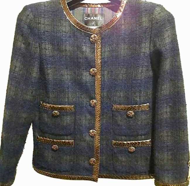 シャネル買取　ノーカラージャケット　チェック