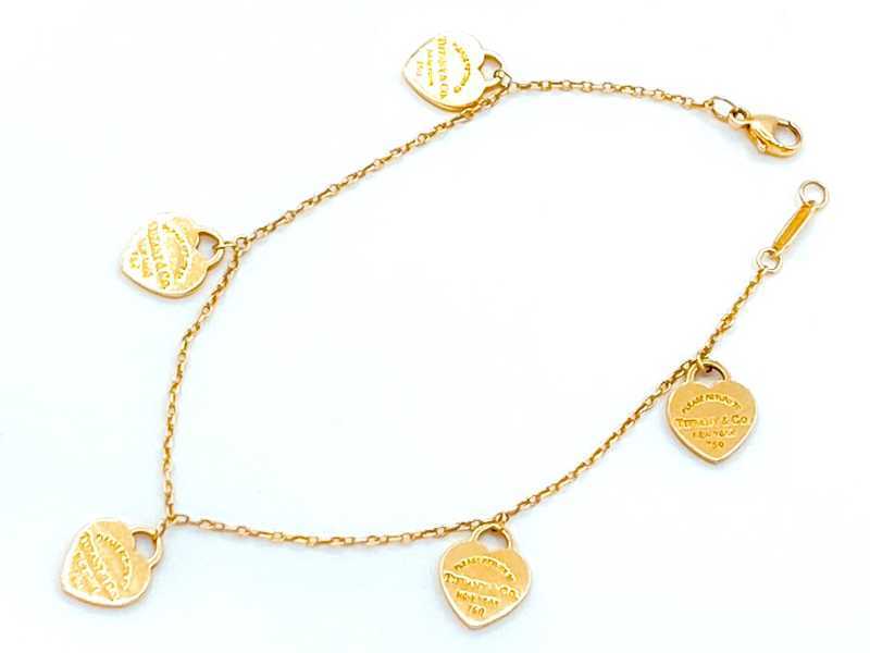 ティファニー買取 750YG リターン トゥ ハート タグ 5チャーム ブレスレット 
