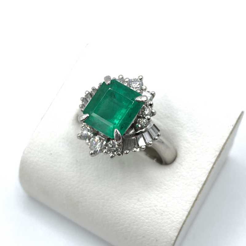 宝石買取 リング プラチナ エメラルド ダイヤ 7.5ｇ