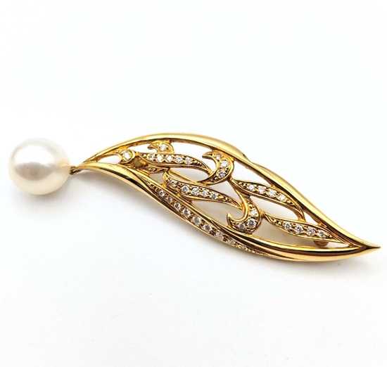 ミキモト買取　K18パールダイヤモンドブローチ