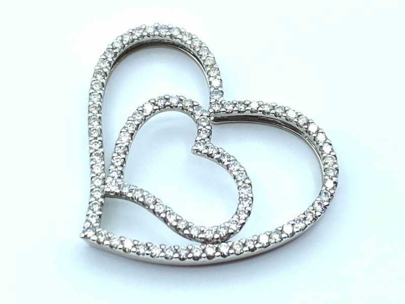 ダイヤモンド買取 K18ホワイトゴールド台 ダイヤモンド 1.10ct ハートデザイン ペンダント