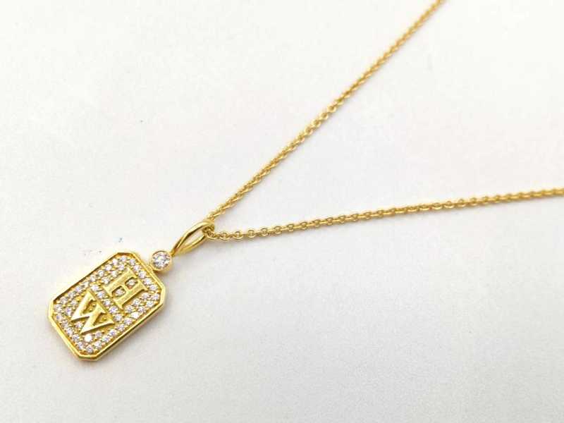 ハリーウィンストン買取 750YG チャームバイHWロゴダイヤネックレス