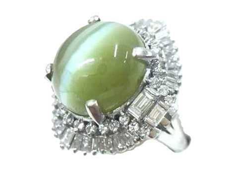 宝石買取 Pt900 クリソベリル キャッツアイ ダイヤモンド リング