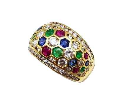 宝石買取 K18 スリーカラーストーン ダイヤモンド リング