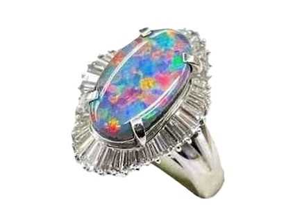 宝石買取 Pt900 ブラックオパールダイアモンドリング