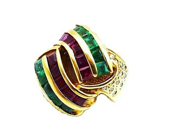 宝石買取 K18 エメラルド ルビー ダイヤモンド リング