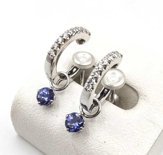 宝石買取　タンザナイトダイヤモンドイヤリング　K18WG