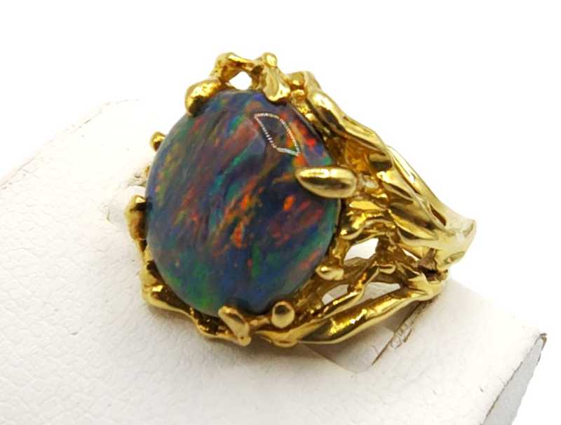 宝石買取 K18 ブラックオパール リング