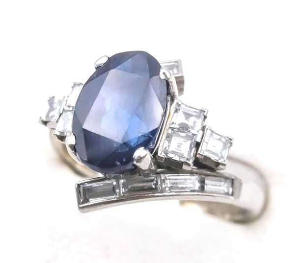 宝石買取　サファイアダイヤモンドリング　プラチナ