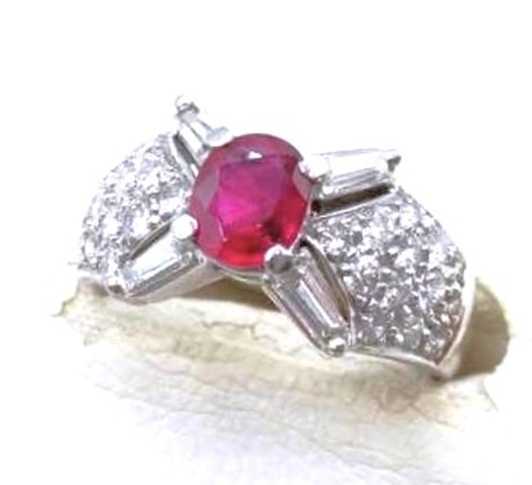 宝石買取　ルビーダイヤモンドリング　プラチナ