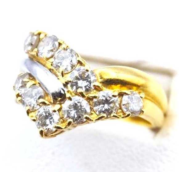 宝石買取　V字ダイヤモンドリング　K18