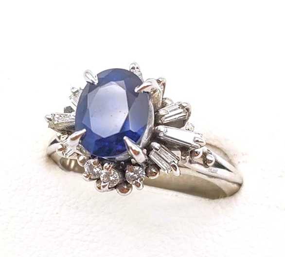 宝石買取　サファイアダイヤモンドリング　プラチナ