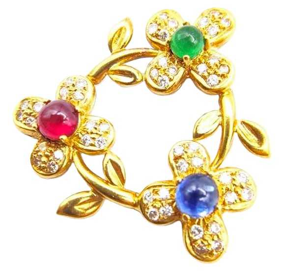 宝石買取　マルチストーンペンダントトップ　K18