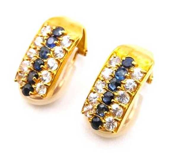 宝石買取　サファイアダイヤモンドイヤリング　K18