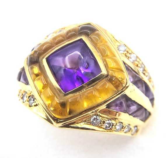 宝石買取　アメシストダイヤモンドリング　K18