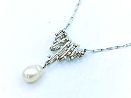 宝石買取 プラチナ台 パール ダイヤモンド デザイン ネックレス