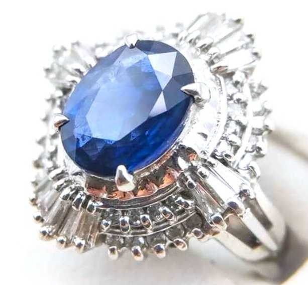 宝石買取　サファイアダイヤモンドリング　プラチナ