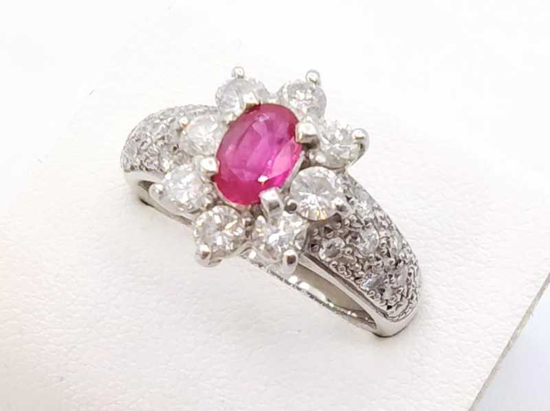 宝石買取 プラチナ台 ルビー ダイヤモンド デザイン リング