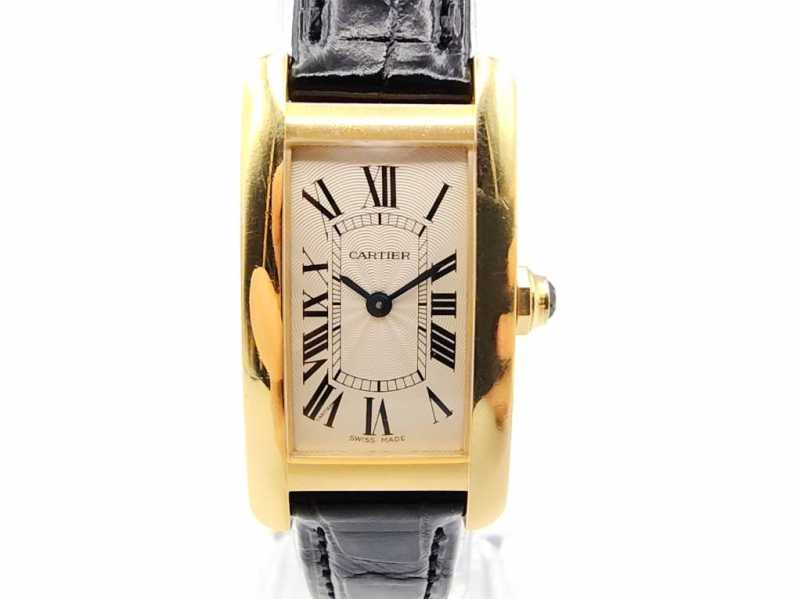 カルティエ　買取　タンクアメリカン　750YG×革ベルト