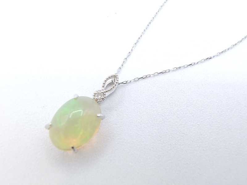 宝石買取 ファイアオパールホワイトゴールドネックレス