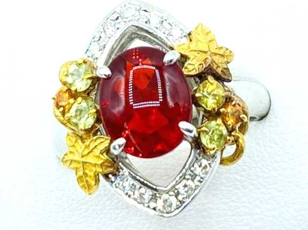 宝石買取 K18 プラチナ コンビ コモンオパール 1.87ct ダイヤモンド 0.15ct デザインリング