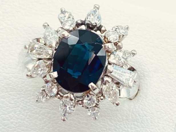 宝石買取 プラチナ台 サファイア 2.91ct ダイヤモンド 1.04ct デザイン リング