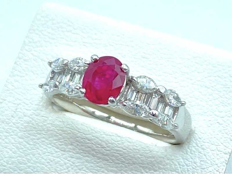 宝石買取 プラチナ台 ルビー 1.02ct ダイヤモンド 0.60ct デザインリング