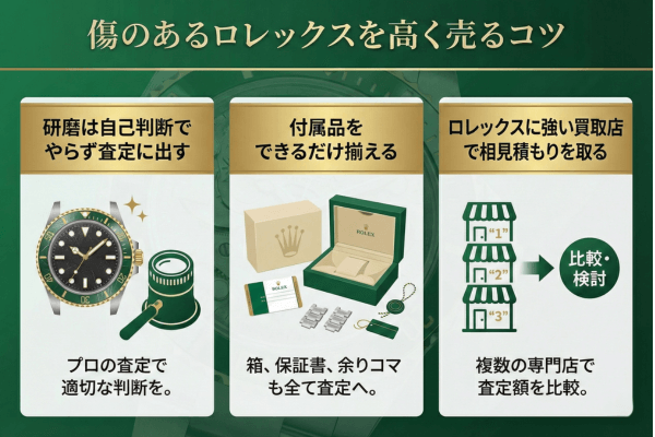傷のあるロレックスを高く売るコツ