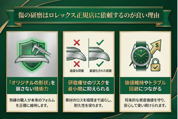 傷の研磨はロレックス正規店に依頼するのが良い理由