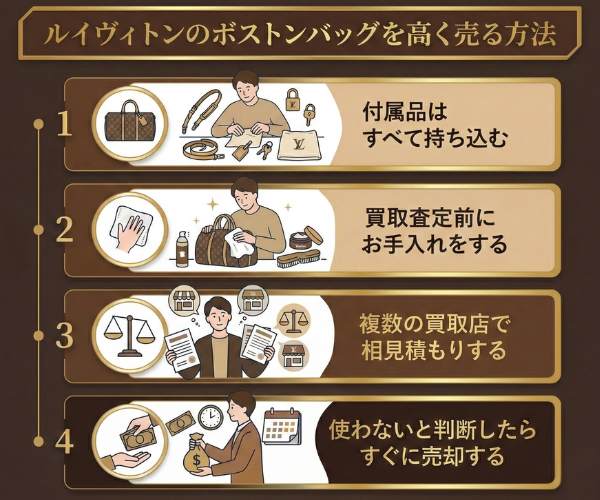 ルイヴィトンのボストンバッグを高く売る方法