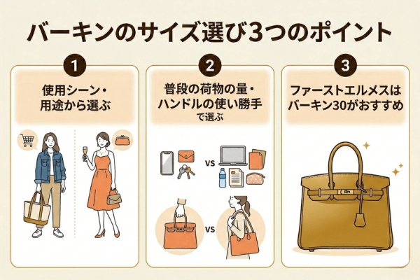 バーキンのサイズ選び3つのポイント