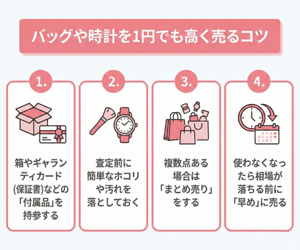 バッグや時計を1円でも高く売るコツ