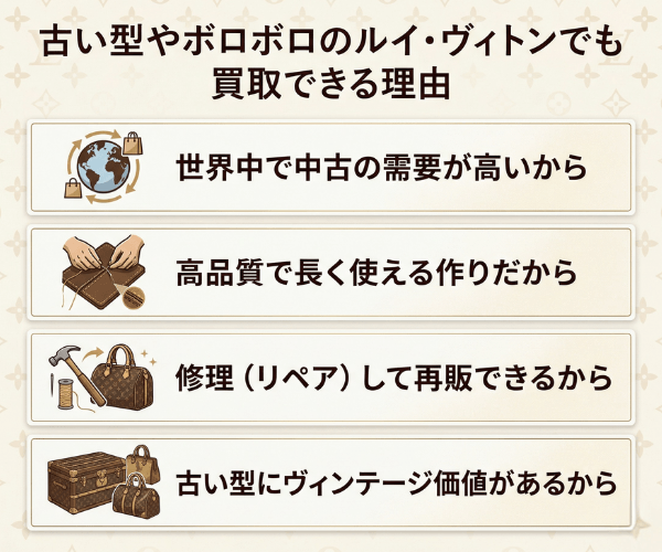 古い型やボロボロのルイ・ヴィトンでも買取できる理由