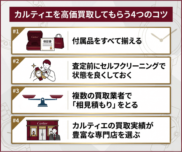 カルティエを高価買取してもらう4つのコツ