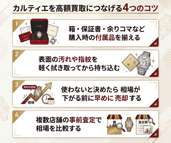 カルティエを高額買取につなげる4つのコツ