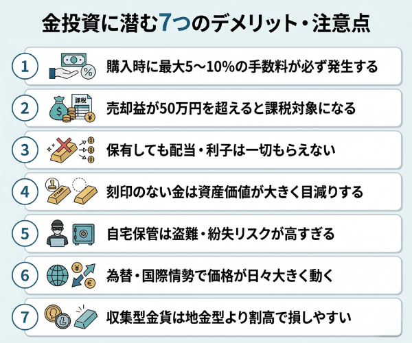 金投資に潜む7つのデメリット・注意点