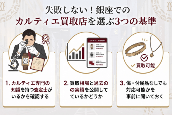 失敗しない！銀座でのカルティエ買取店を選ぶ3つの基準