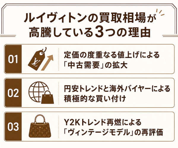 ルイヴィトンの買取相場が高騰している3つの理由