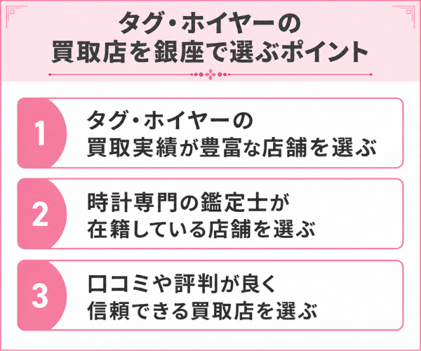 タグ・ホイヤーの買取店を銀座で選ぶポイント